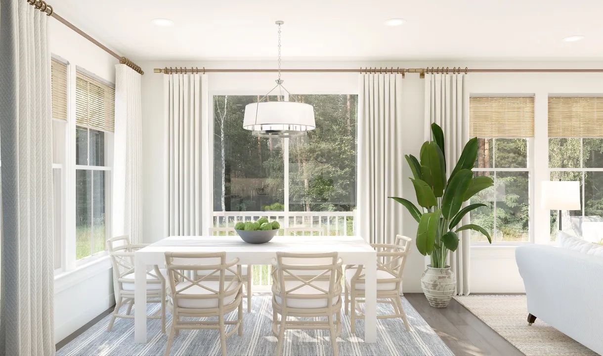 Dining area with chandelier