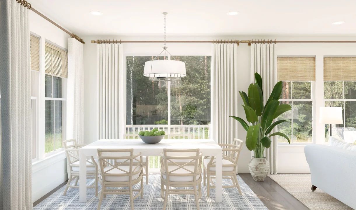 Dining area with chandelier