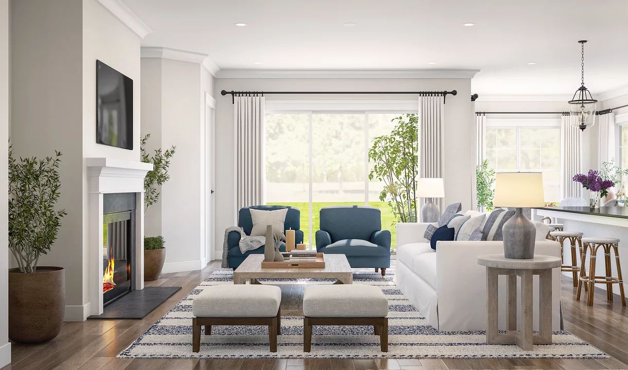Great room with fireplace-Artist Rendering
