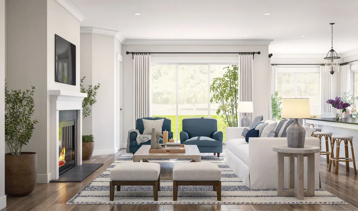 Great room with fireplace-Artist Rendering
