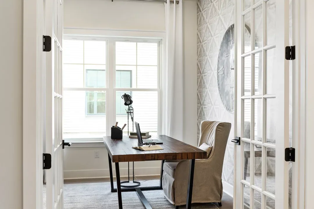Home office with French doors