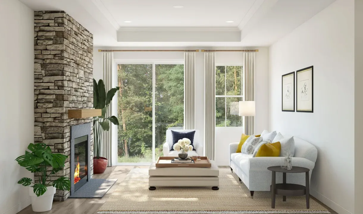 Great room with fireplace