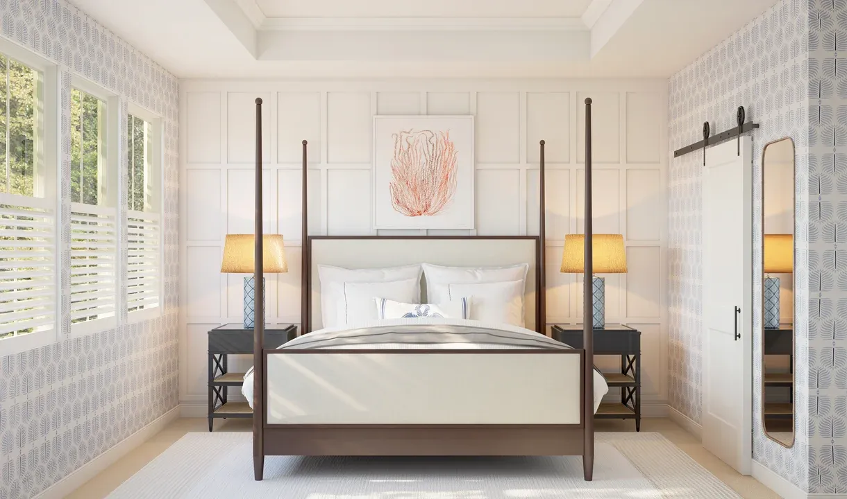 Primary suite with decorative feature wall