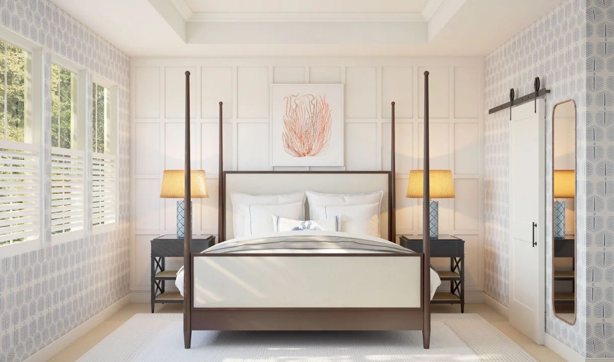 Primary suite with decorative feature wall