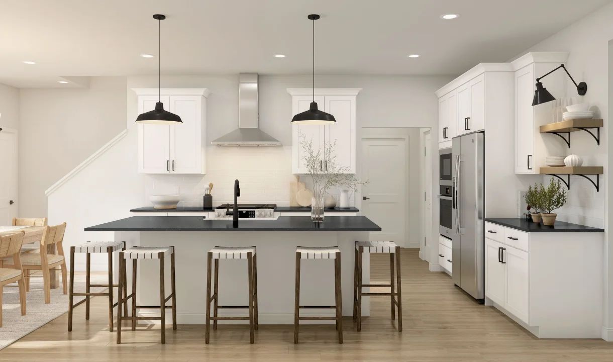 Kitchen with pendant lighting
