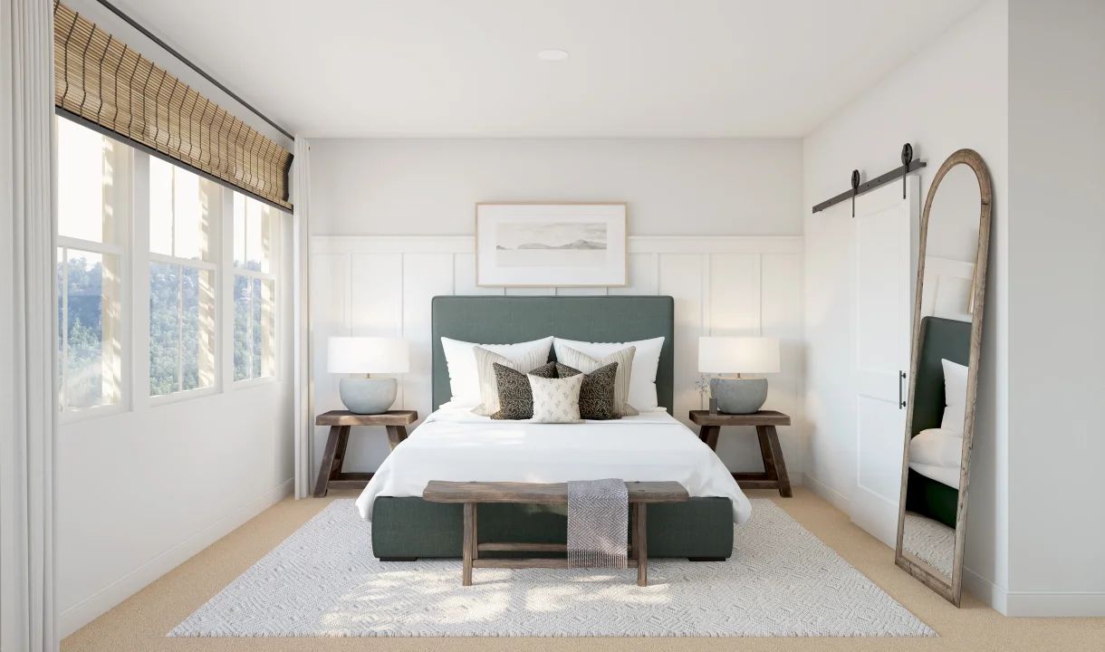 Primary suite with decorative feature wall