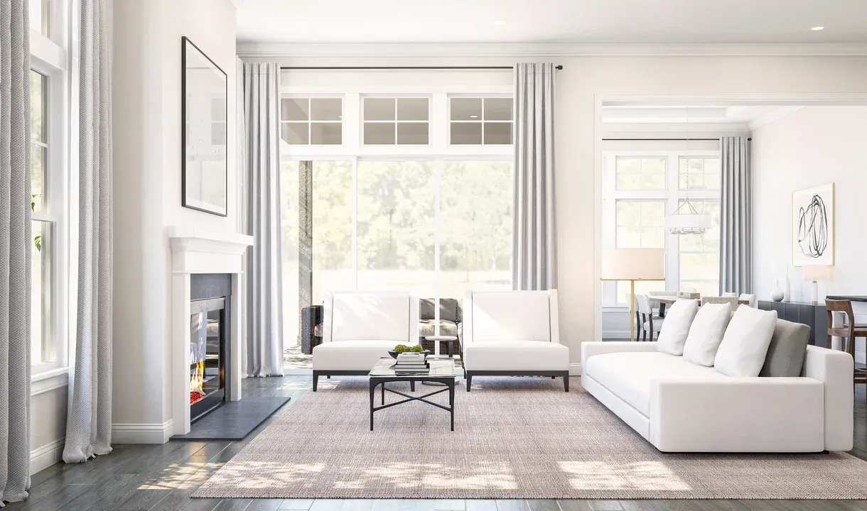 Great room with decorative fireplace-Artist Rendering