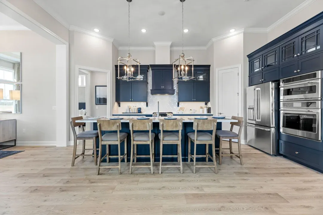 Kitchen with glass upper cabinets