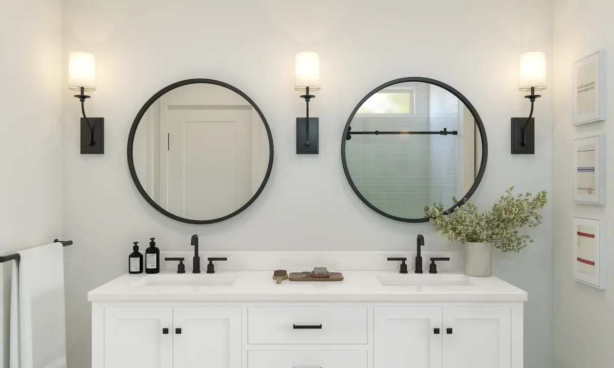 Primary bath matte black finishes