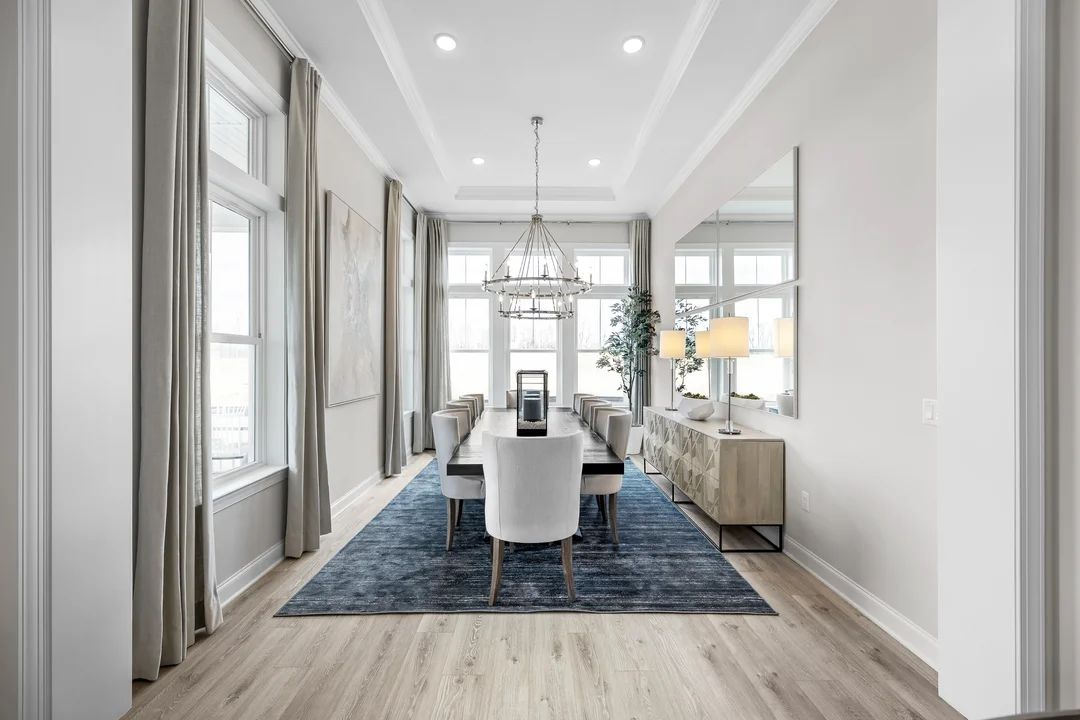 Dining room with tray ceiling