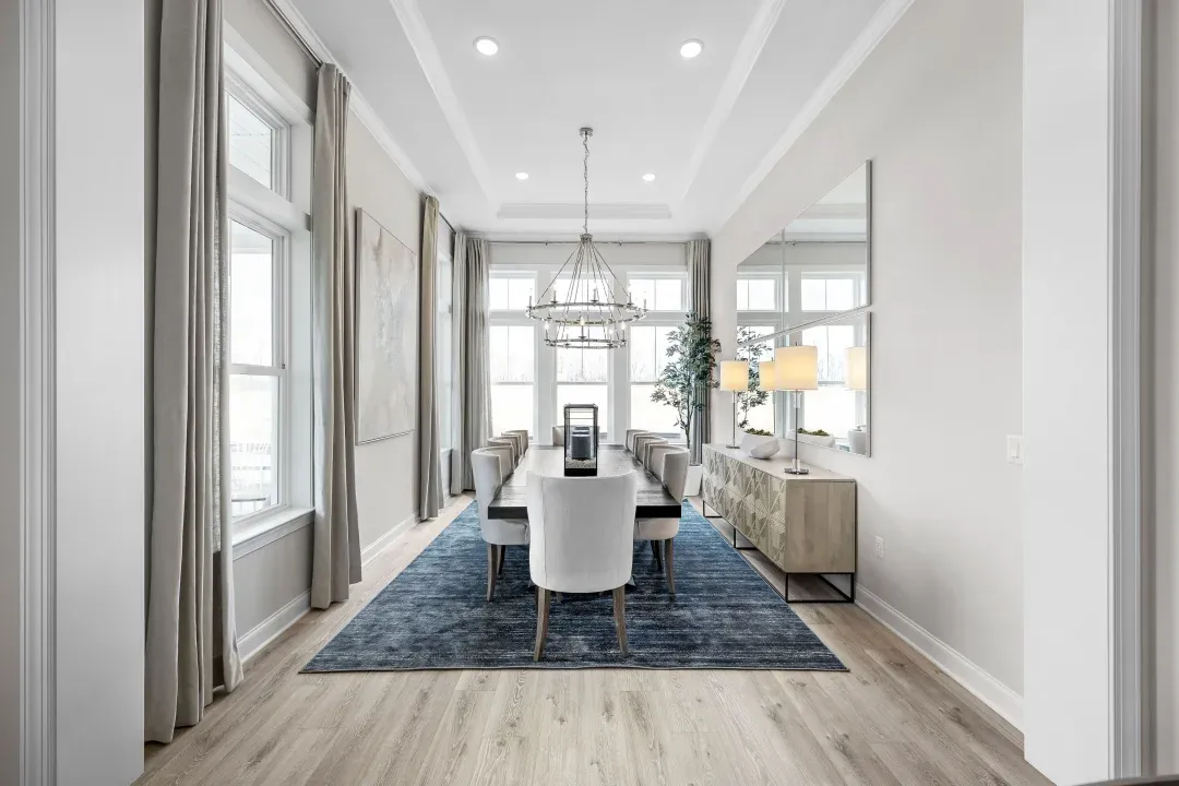 Dining room with tray ceiling