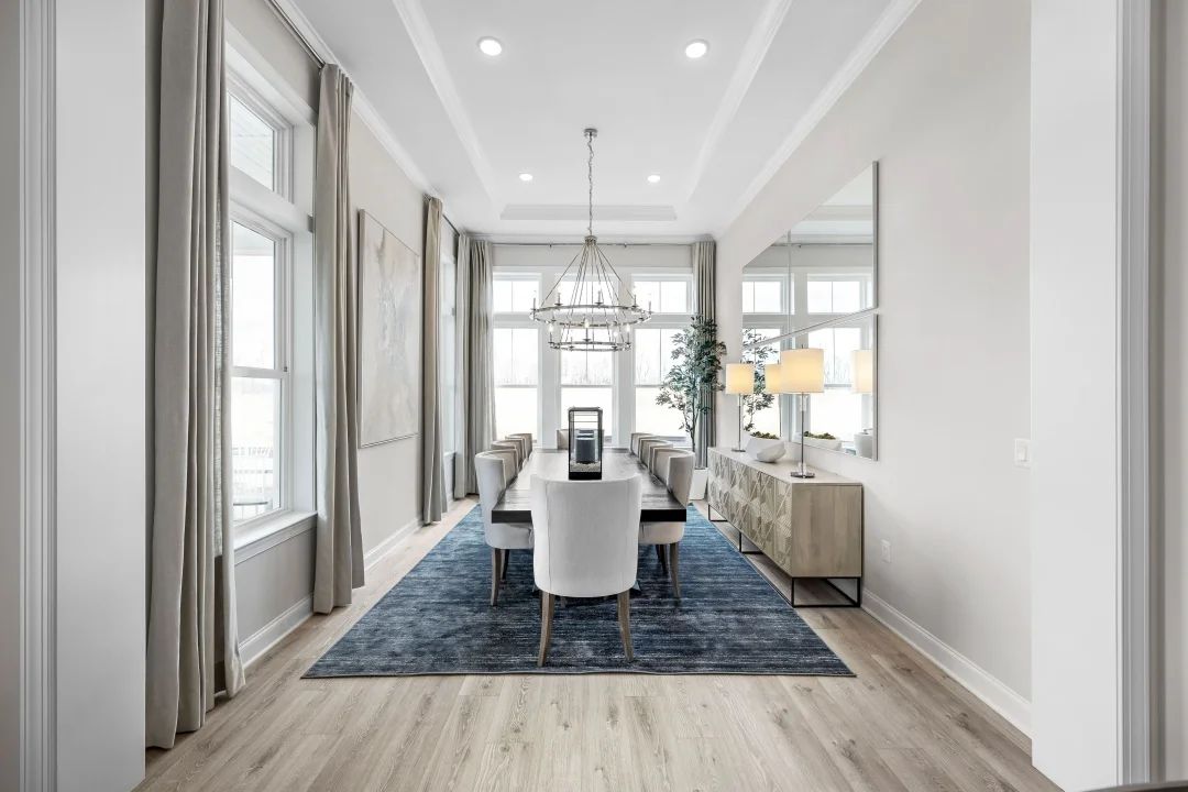 Dining room with tray ceiling