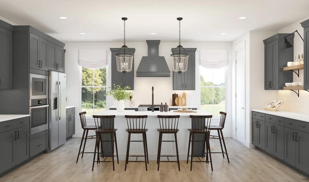 Kitchen with pendant lighting