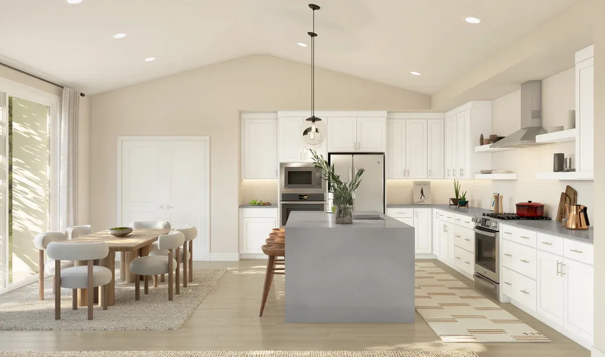 Kitchen with vaulted ceiling