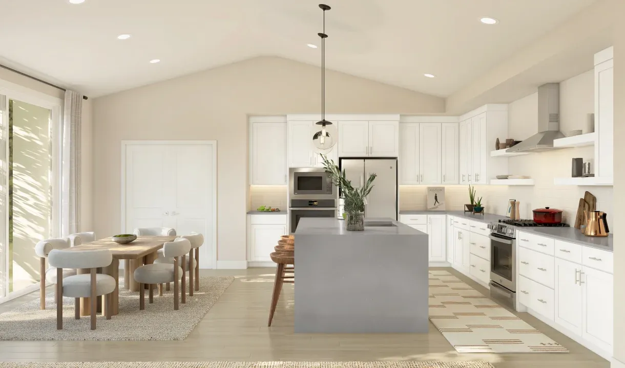 Kitchen with vaulted ceiling