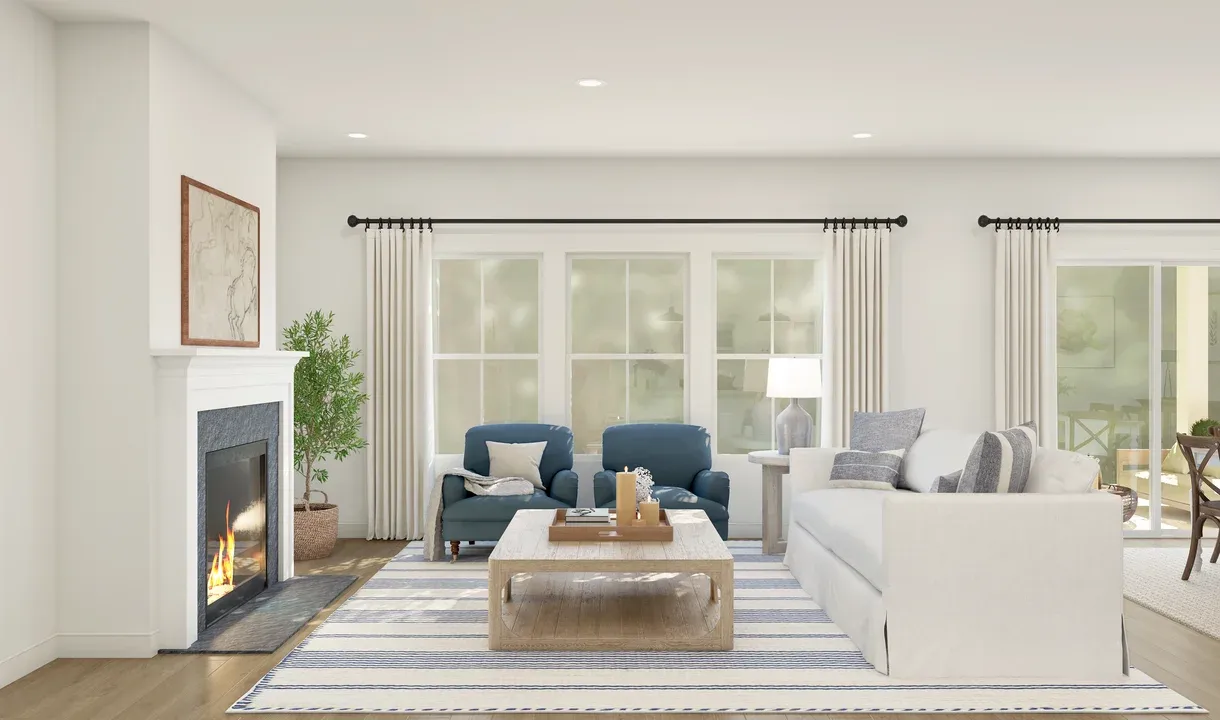 Great room with fireplace