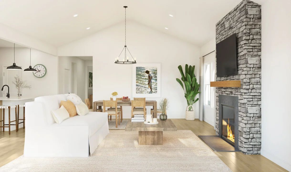 Great room with vaulted veiling