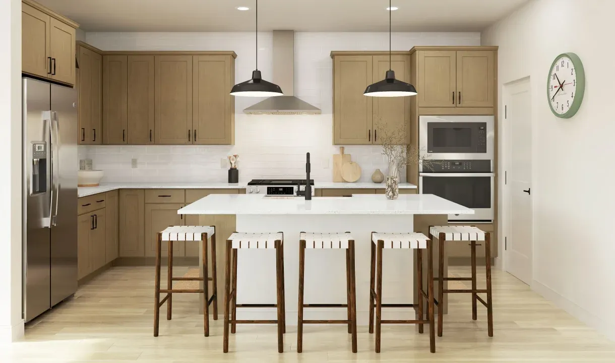 Kitchen with pendant lighting