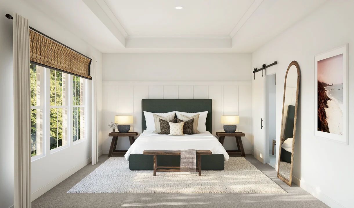 Primary suite with decorative feature wall