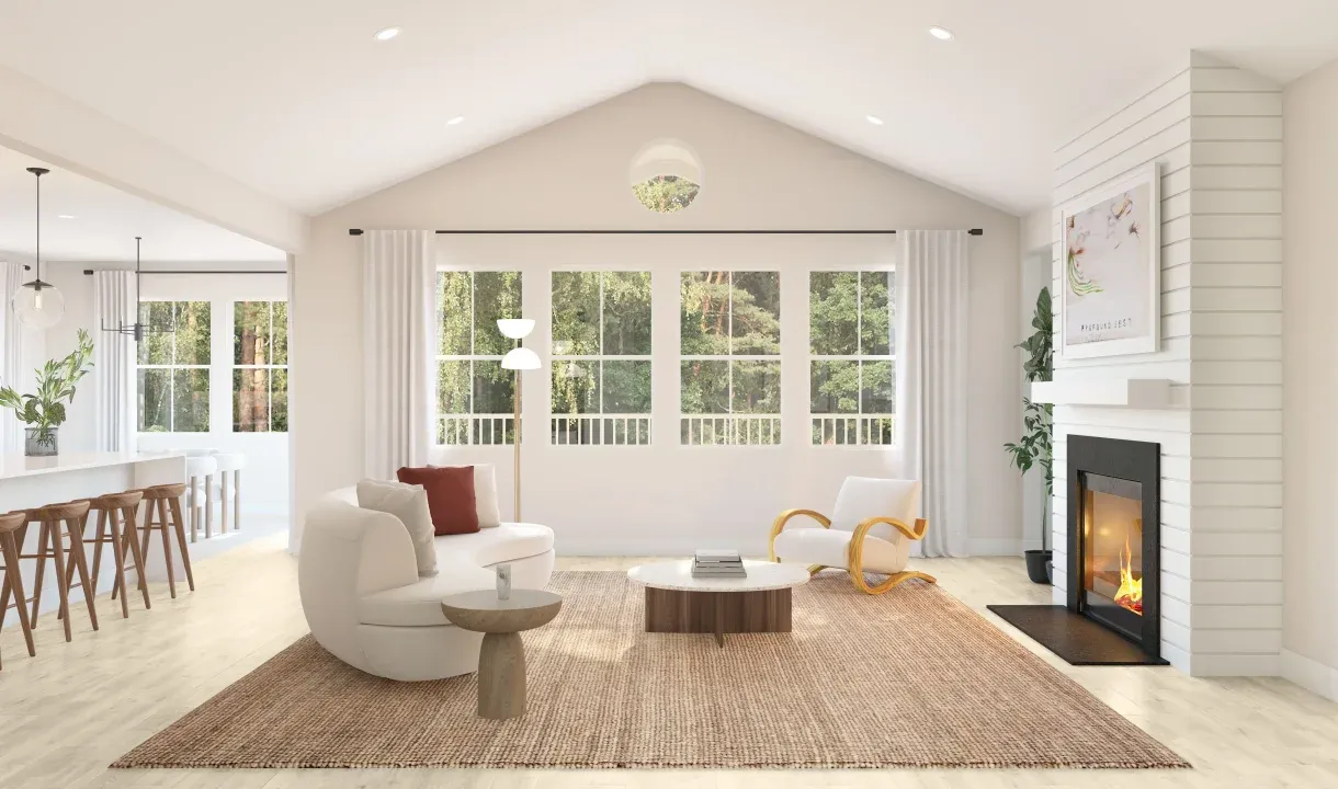 Great room with vaulted ceiling