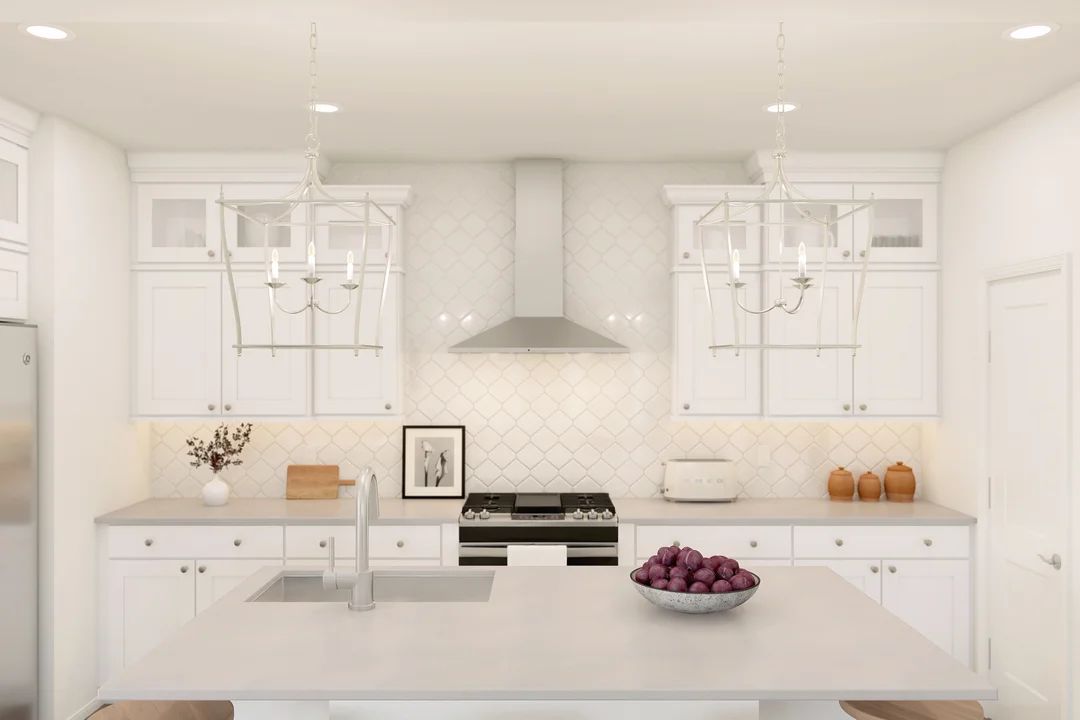 Kitchen with pendant lighting