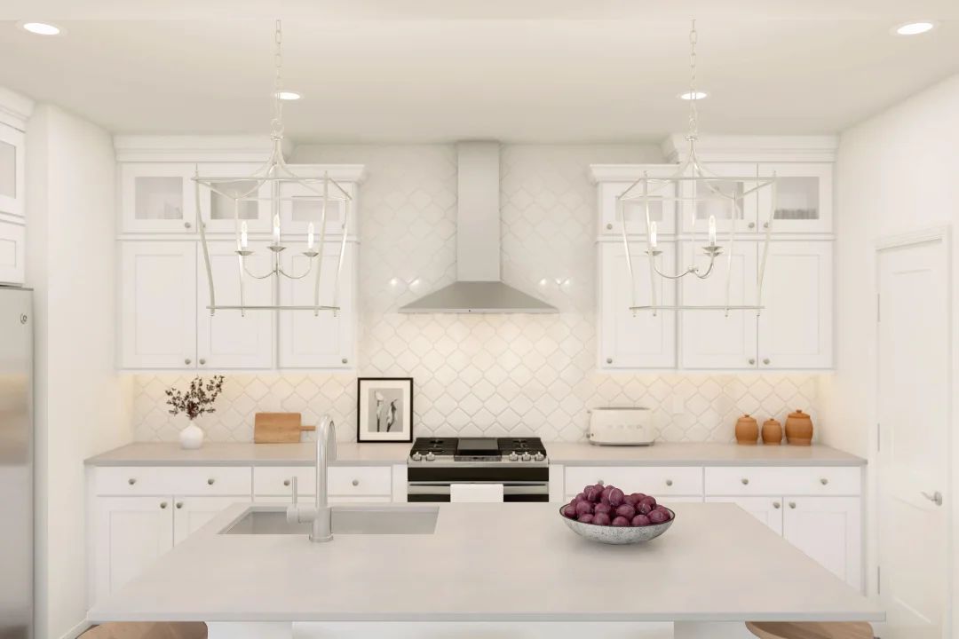 Kitchen with pendant lighting