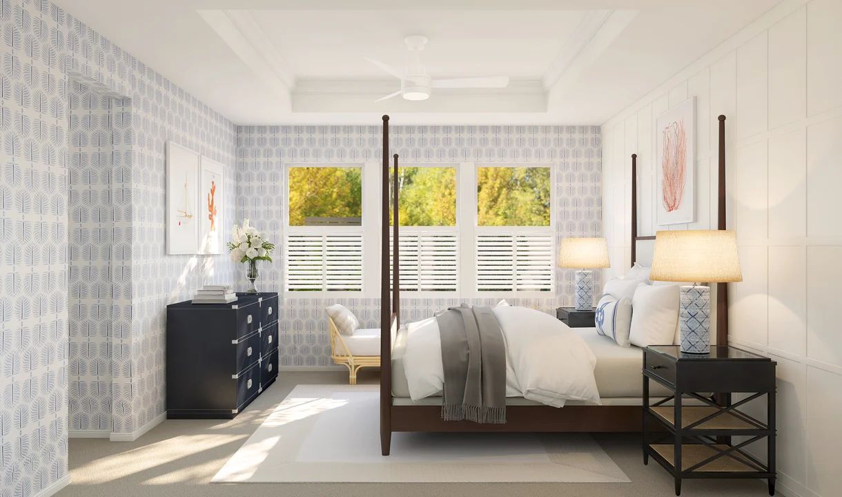 Primary suite with decorative feature wall