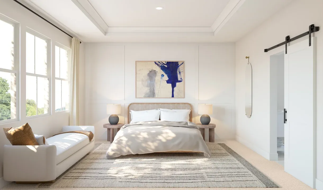 Primary suite with decorative feature wall