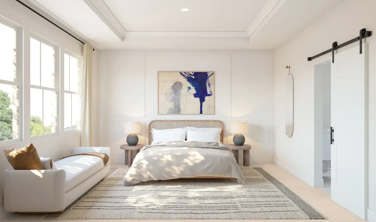 Primary suite with decorative feature wall