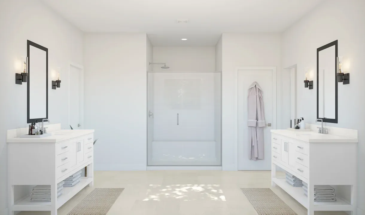 Primary bath with dual vanities