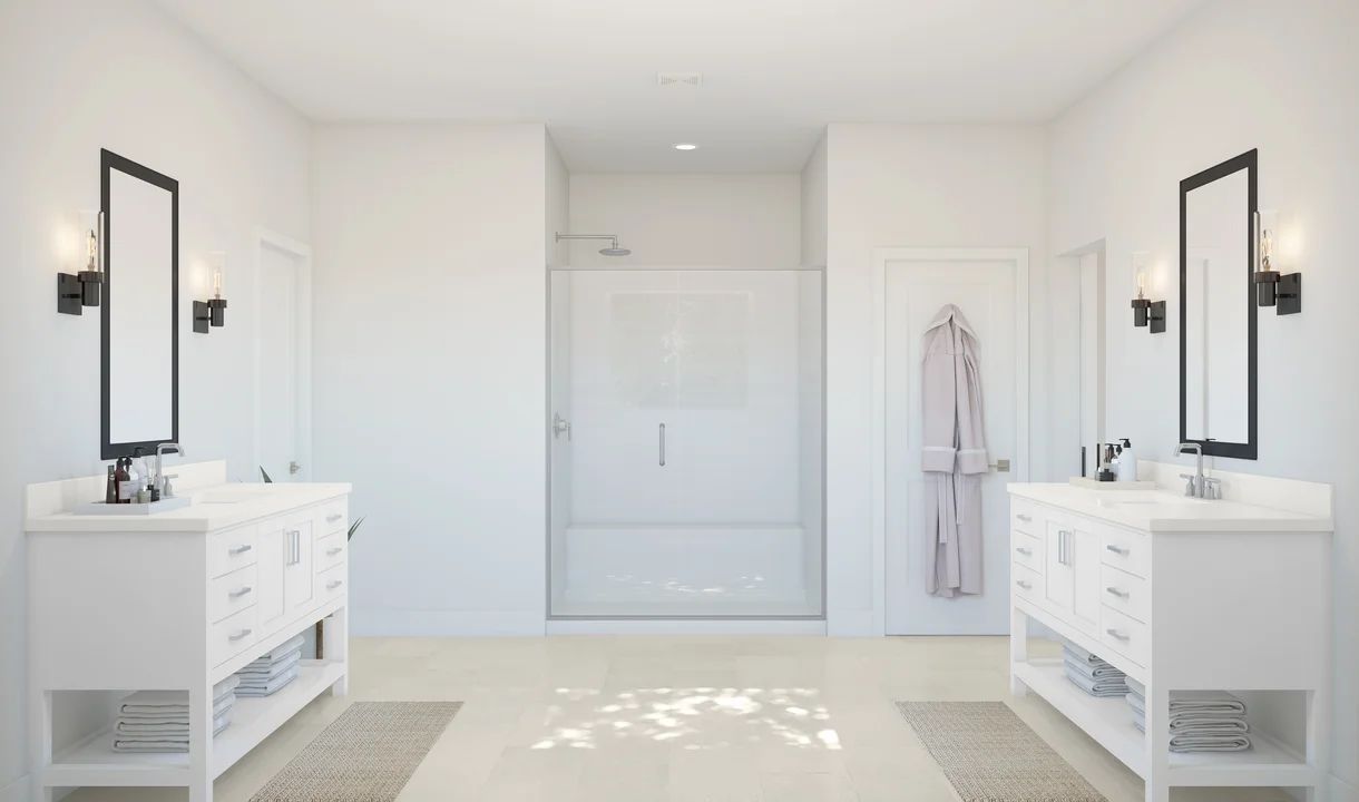 Primary bath with dual vanities