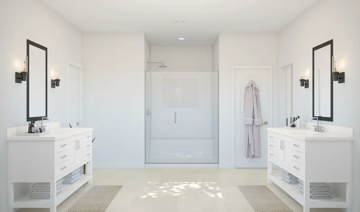 Primary bath with dual vanities