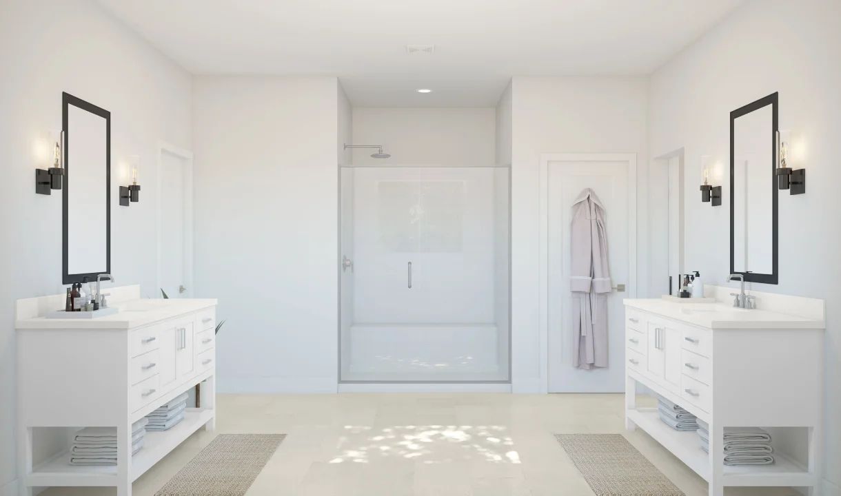 Primary bath with dual vanities