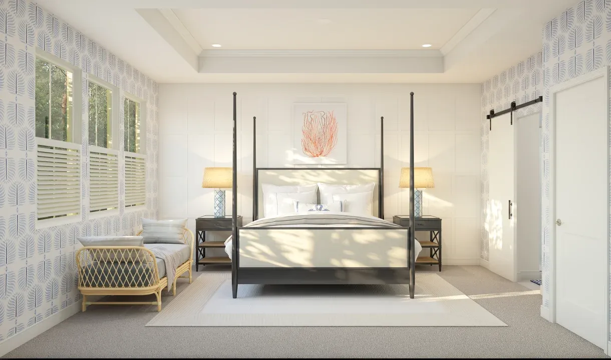 Primary suite with decorative feature wall