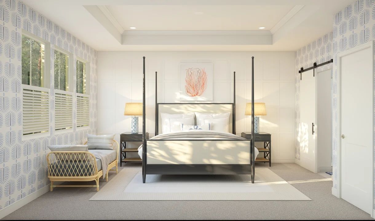 Primary suite with decorative feature wall