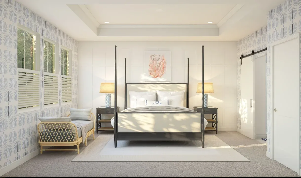 Primary suite with decorative feature wall