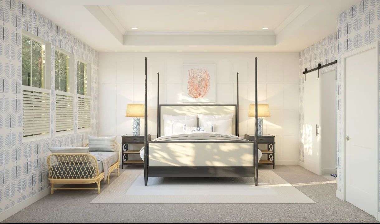 Primary suite with decorative feature wall