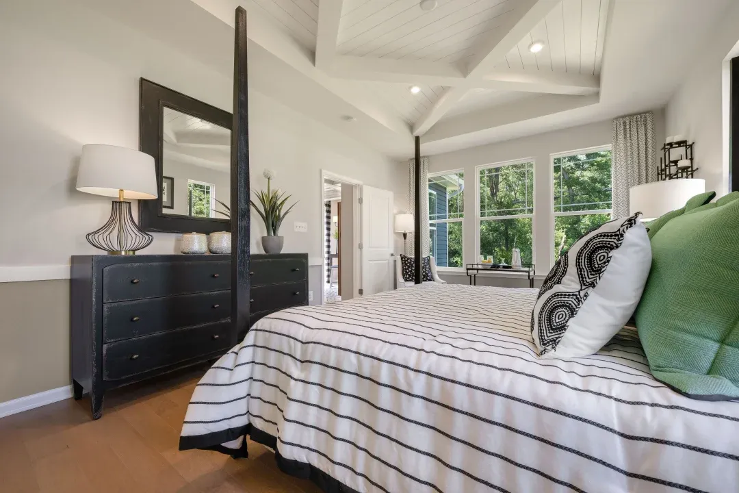 Owner's suite with painted white beams