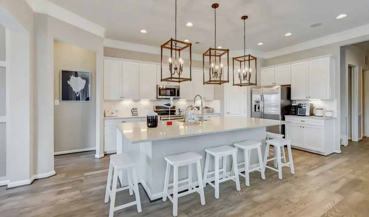 Kitchen with pendant lighting