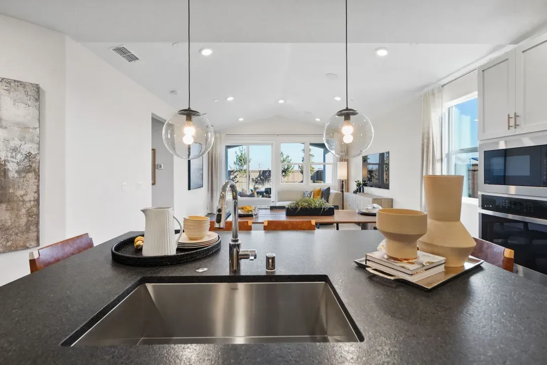 Kitchen with pendant lighting