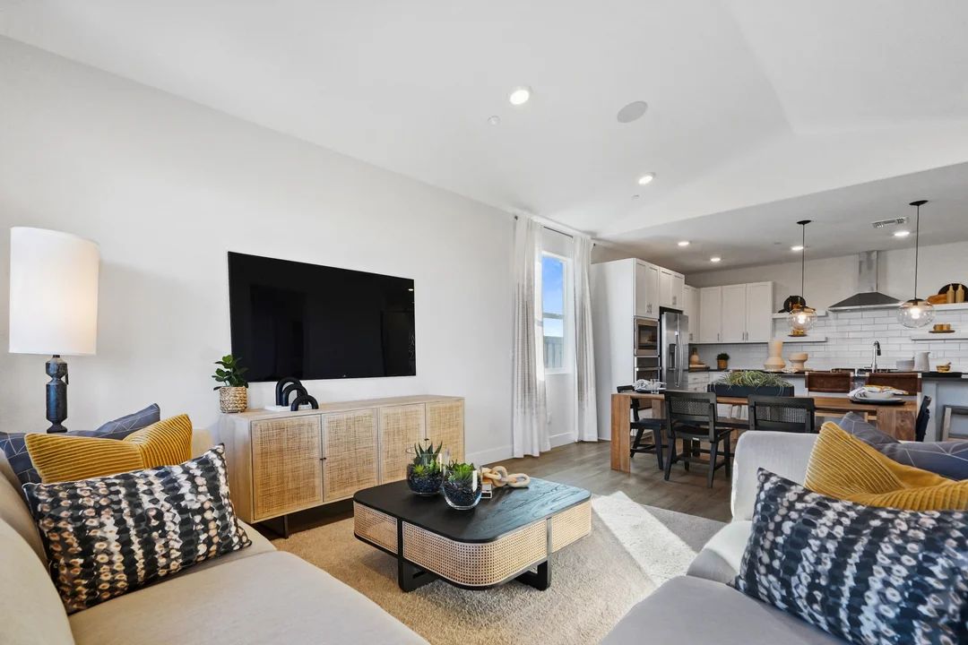 Great room with vaulted ceiling