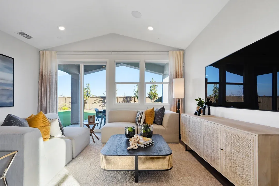Great room with vaulted ceiling