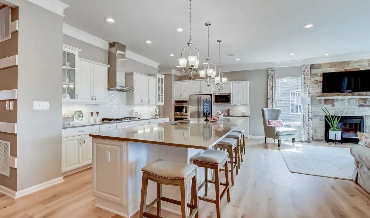 Kitchen with pendant lighting