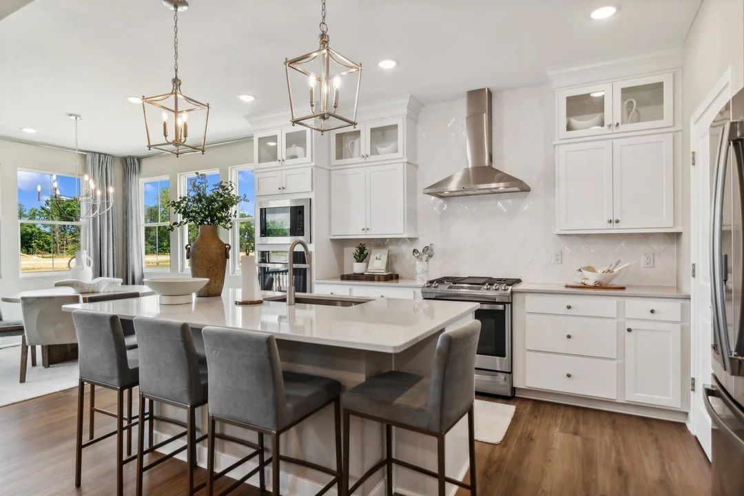 Kitchen with pendant lighting over island