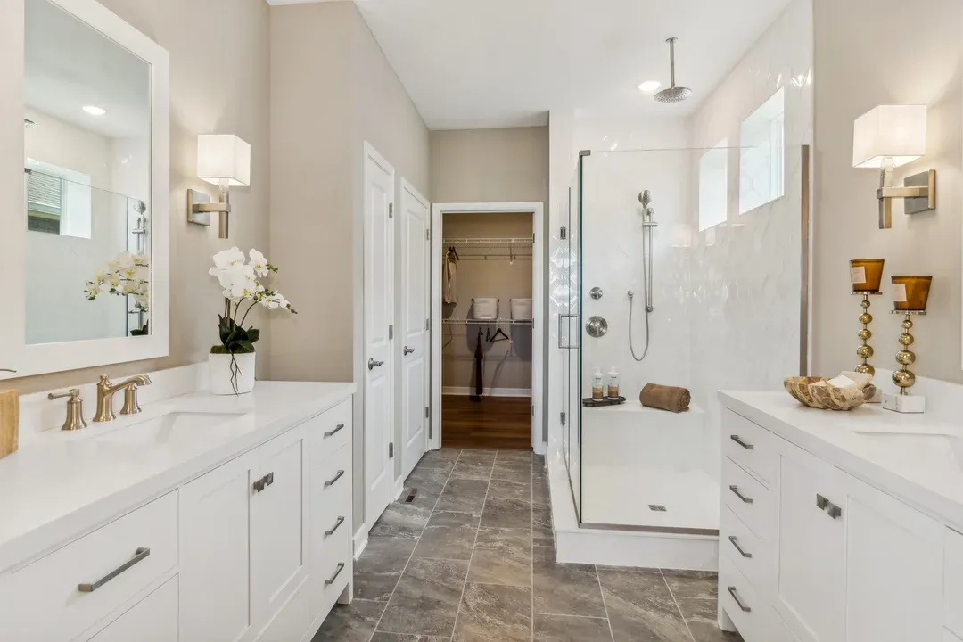 Primary bath with glass shower