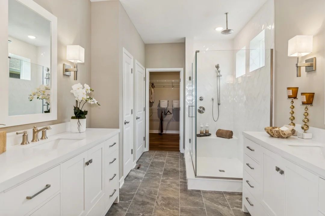 Primary bath with glass shower