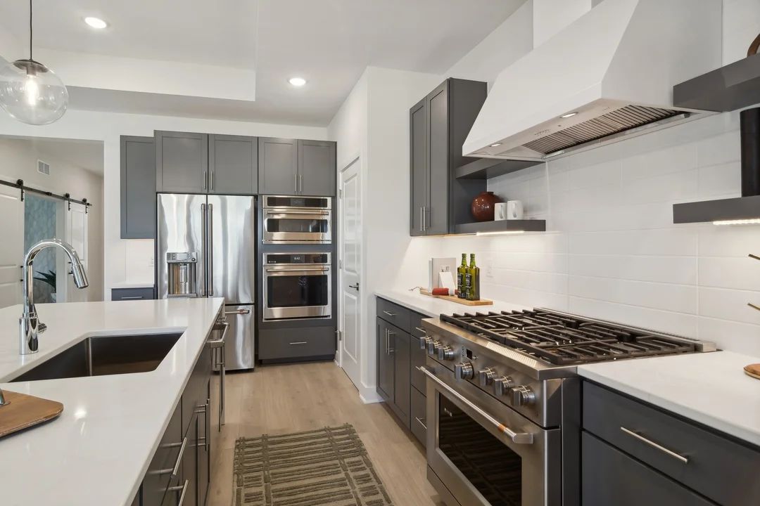 Kitchen with sleek stainless steel appliances