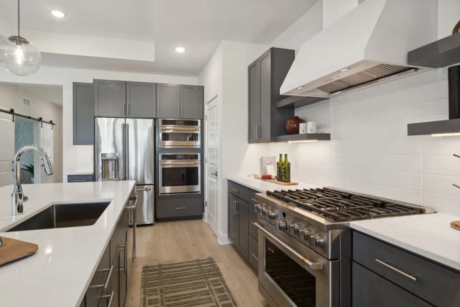 Kitchen with sleek stainless steel appliances