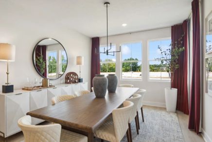 Dining area with chandelier
