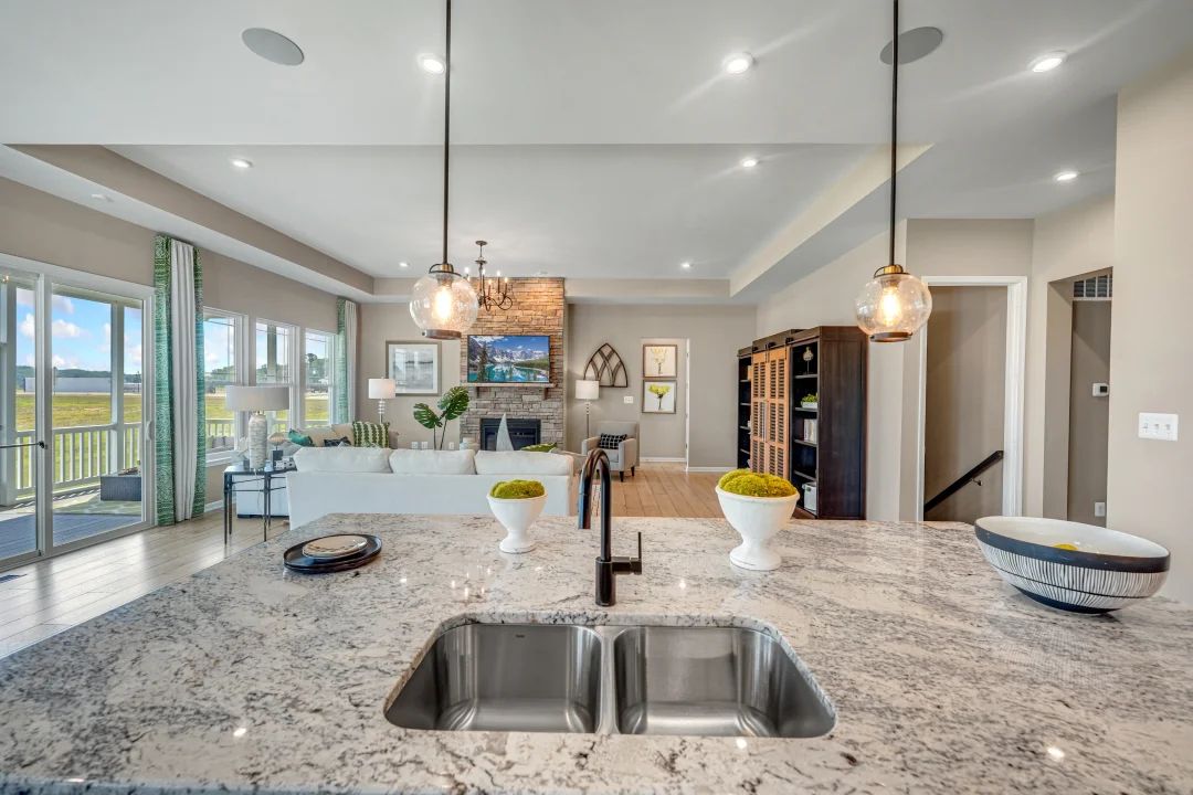 Kitchen with pendant lighting